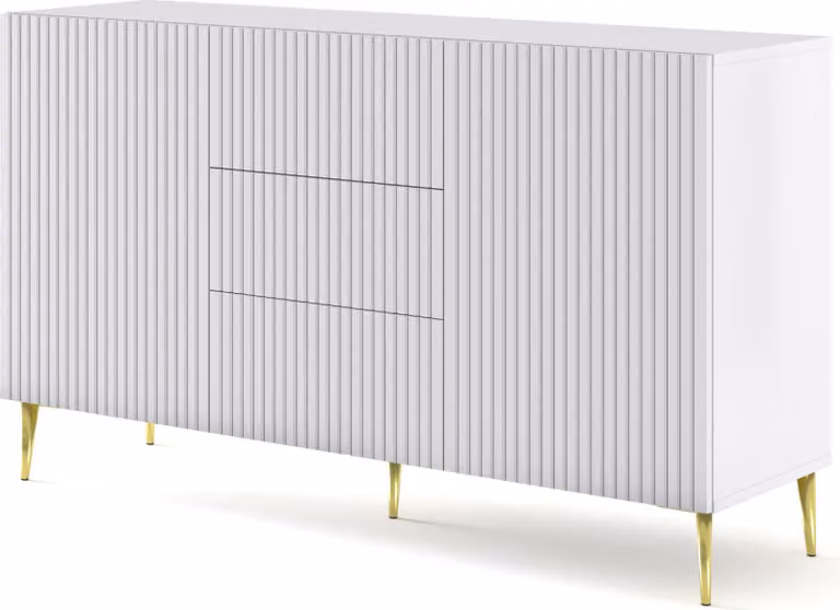 FURNLUX Credenza Ravenna B Bianco e Oro 150cm / Colore principale: Bianco / Dimensioni: 150 x 87 x 42 cm
