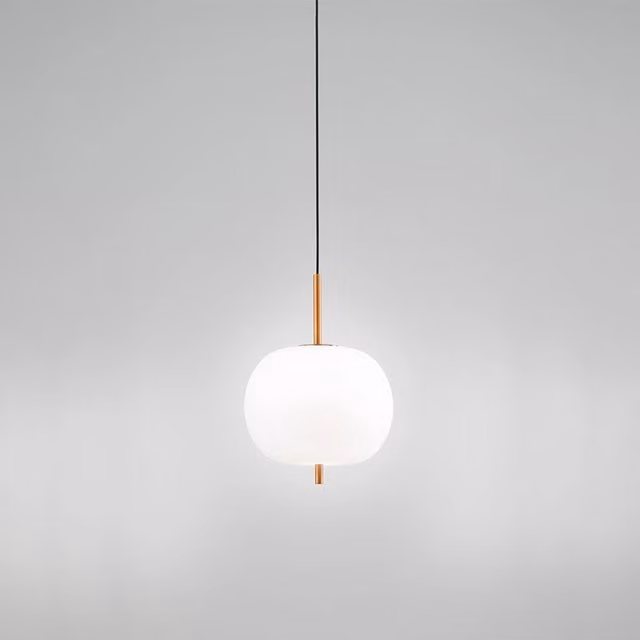 Lampada a sospensione moderna Cirro Perenz Illumina in metallo oro e vetro bianco con LED da 18W 3000K luce calda