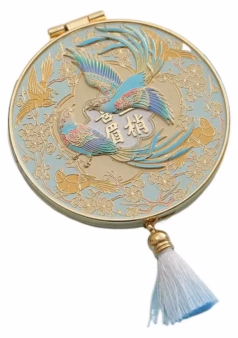 Specchio da trucco pieghevole portatile, colore blu