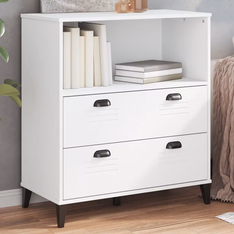 Libreria a parete vidaXL VIKEN bianca in legno e MDF stile industrial L 80 x P 40 x H 90 cm
