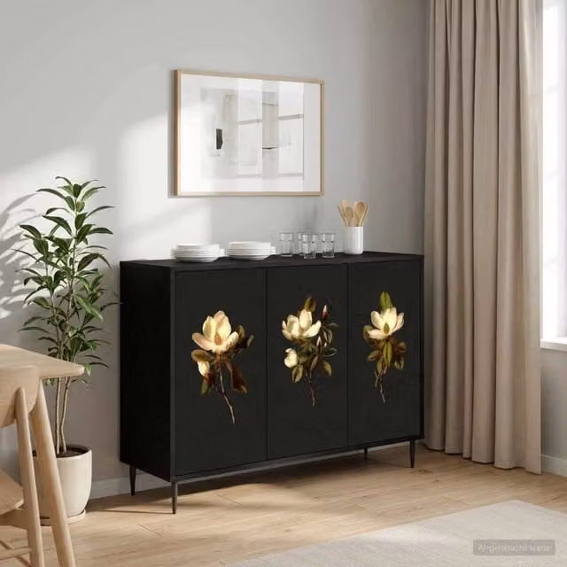 Credenza moderna vidaXL in Rovere Nero, L: 102 cm, P: 33 cm, H: 76 cm