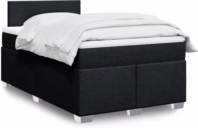 Letto Ibrido vidaXL con Materasso a Molle Nero e Bianco, Struttura in Legno di Pino con Illuminazione Sotto il Letto e Porta USB, L/P: 120 x 200 cm – 1