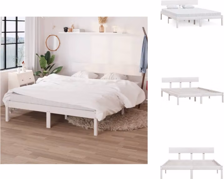 vidaXL Letto in legno massiccio di pino bianco 160x200 cm - Letti e strutture letto