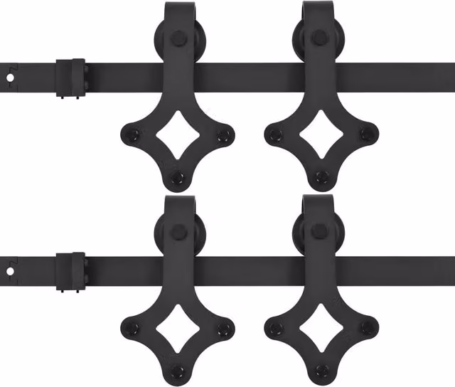 Kit di 2 Binari per Porte Scorrevoli in Acciaio Inox Nero Opaco DESIGN IN CFW2328627, Lunghezza: 200 cm – 1