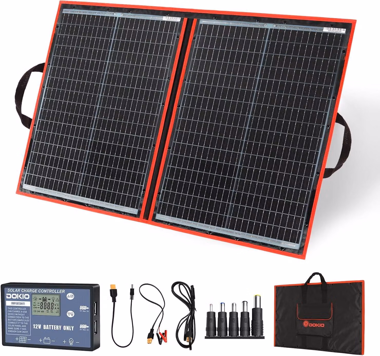 Pannello solare - Pannello fotovoltaico - Pannello pieghevole - Celle solari - Pannello solare portatile - Potenza: 100W