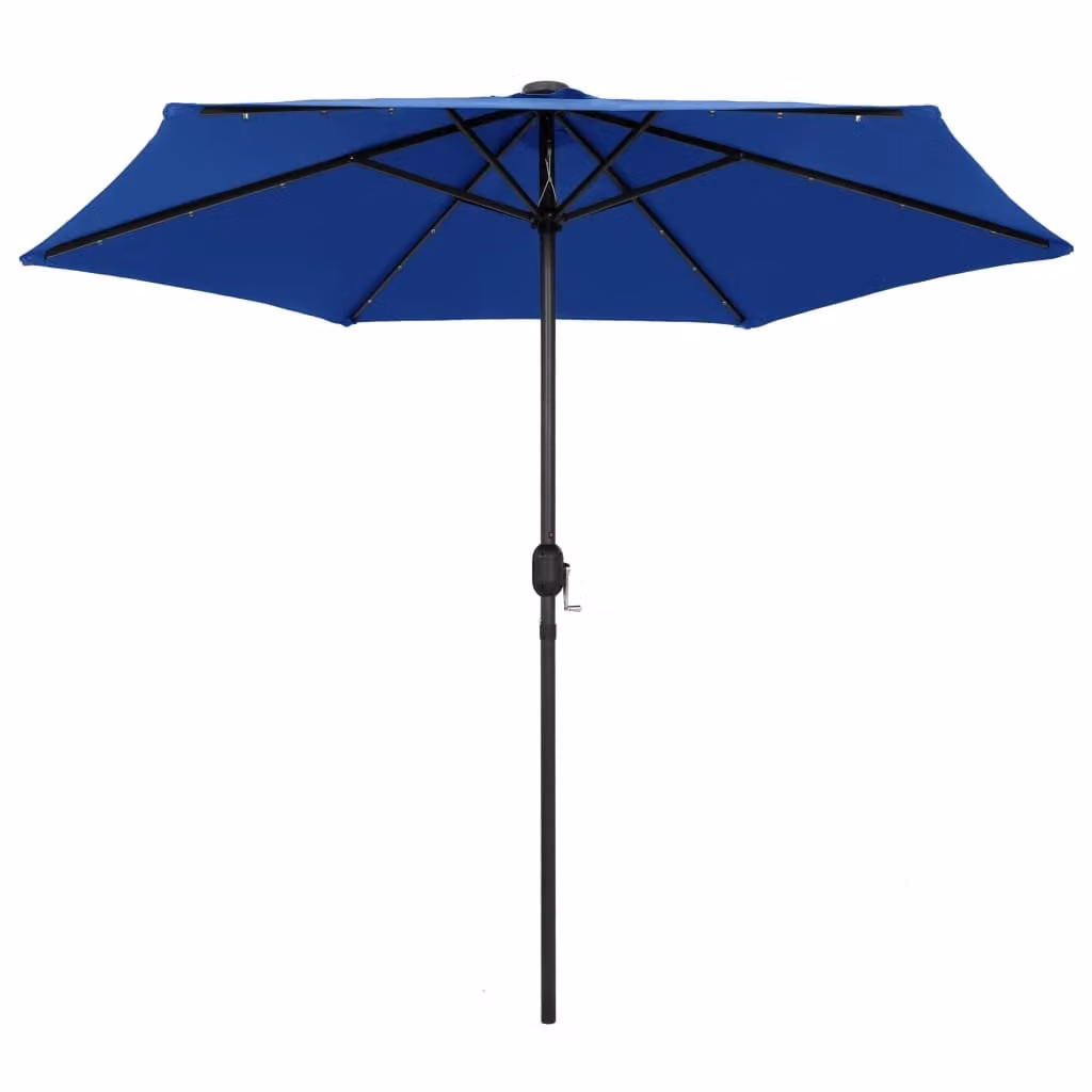 Ombrellone The Living Store con luci LED e palo in alluminio 270 cm azzurro