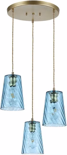 Lampada a sospensione moderna Rabalux Azurine in metallo e vetro oro e blu con 3xE27