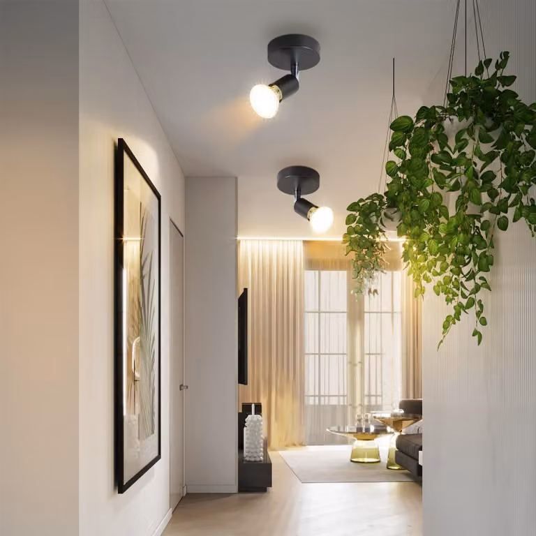 ZMH Faretto a soffitto LED 1 fiamma 2 nero plafoniera moderna GU10 Faretto a soffitto orientabile 330°Faretto da parete orientabile soggiorno camera da letto corridoio