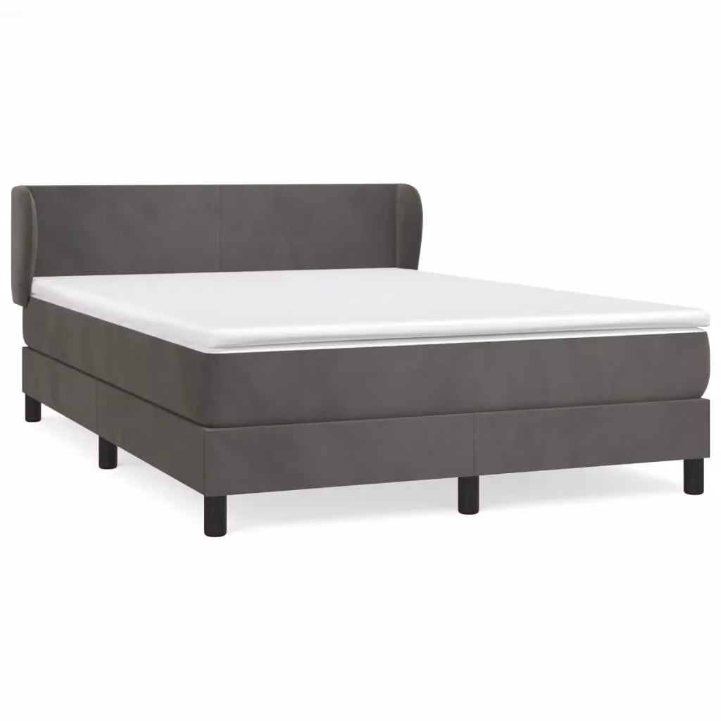 Letto con Giroletto a Molle e Materasso Ibrido vidaXL in Velluto Grigio e Bianco L/P/H: 193 x 147 x 88 cm – 2