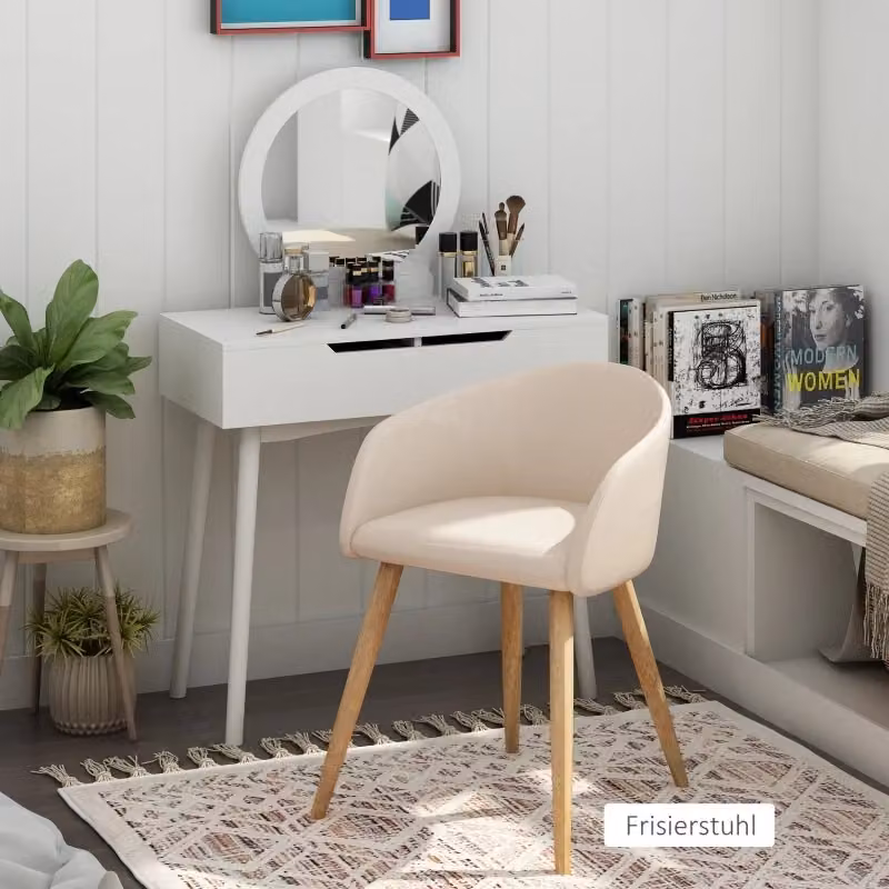 Set di 2 sedie da pranzo beige in tessuto con struttura in legno e metallo in stile scandinavo WISHDOR – 2