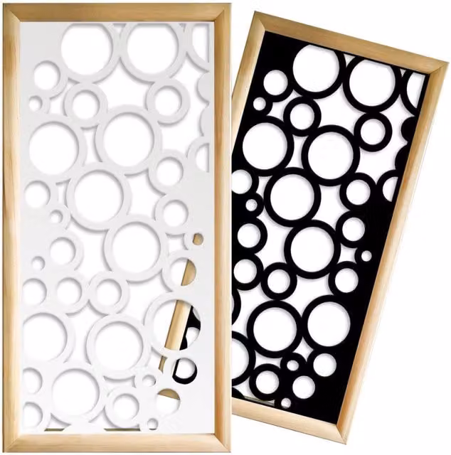 Moduli Decorativi Circle Signorbit in Legno e PVC, Design Moderno e Geometrico, Colore Nero e Bianco, L 73 cm x H 148 cm