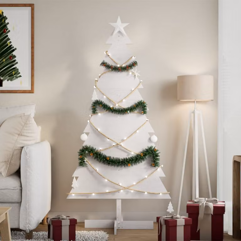 Albero di Natale decorativo da tavolo vidaXL in legno bianco, Altezza: 150 cm