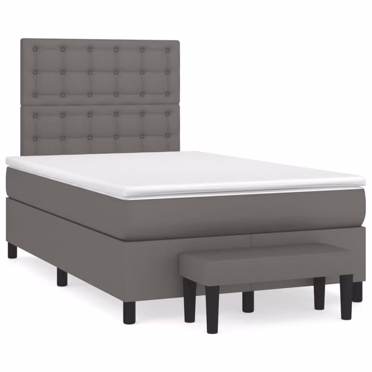 Giroletto a Molle con Materasso Grigio 120x190 cm in Pelle finta
