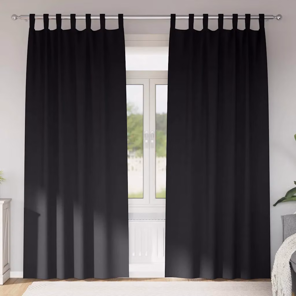 Set di 2 tende blackout vidaXL con anelli in poliestere, colore nero, H: 260 cm x L: 140 cm