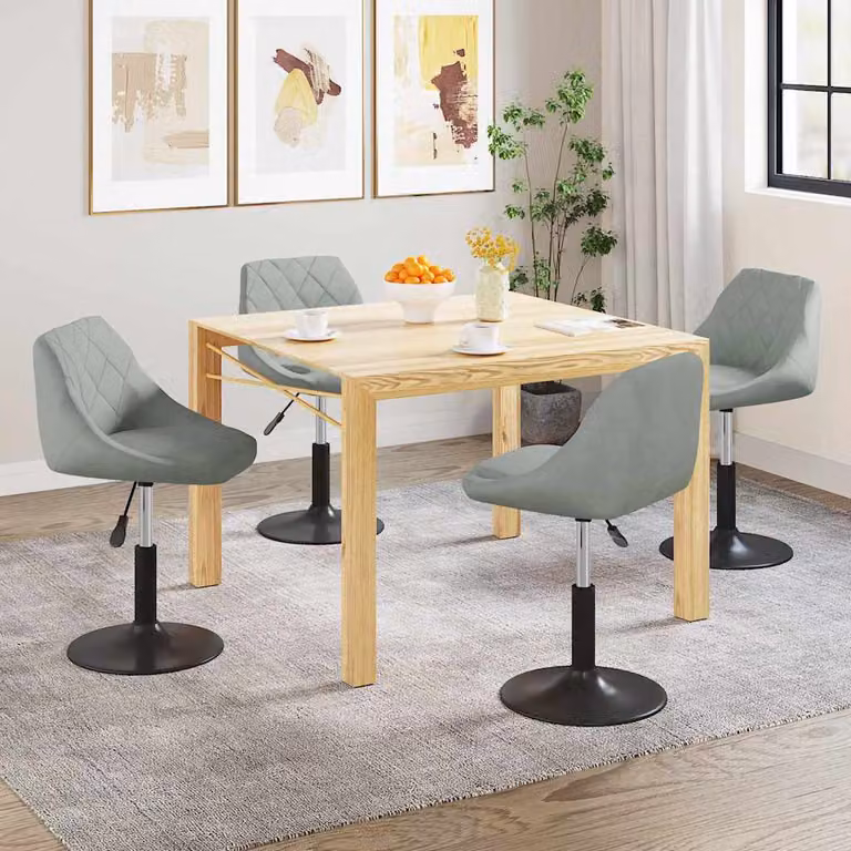 Set di 4 sedie da pranzo girevoli vidaXL in velluto grigio con design moderno e base in metallo