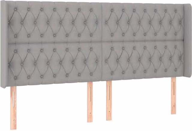 Testiera ad orecchio in tessuto grigio con struttura in legno di larice L: 183 cm, P: 16 cm, H: 118/128 cm – 1