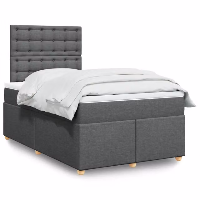 Letto con Giroletto a Molle e Materasso Ibrido vidaXL Grigio e Bianco L/P/H: 120 x 190 x 150,5 cm