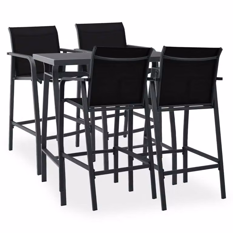 Maison Exclusive - Set da bar da giardino, 5 pezzi, nero