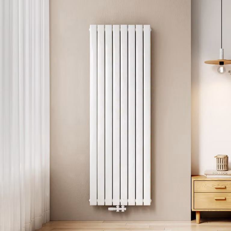 Radiatore EMKE radiatore verticale di design, 1800x620 mm, bianco a doppio strato, attacco centrale, - Radiatore a pannello piatto, 2227W senza elemento riscaldante