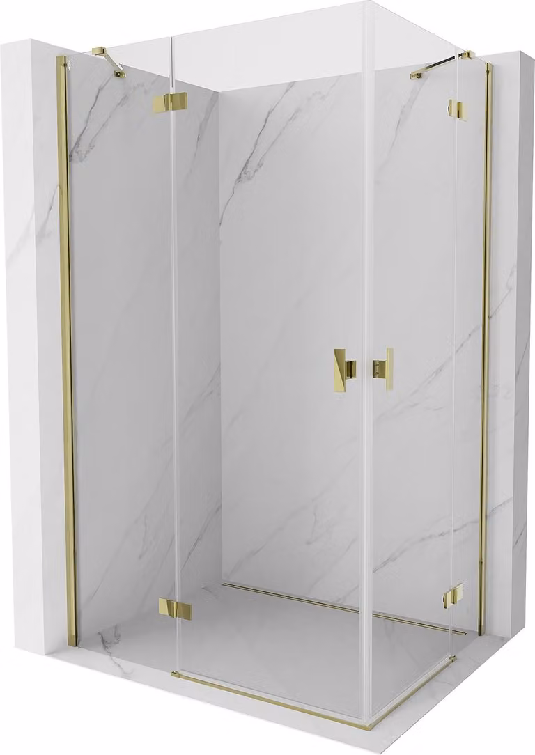 Mexen Mist-H Duo cabina doccia a battente sinistra 85 x 70 cm, trasparente, oro - 8A5-085L-070P-50-00