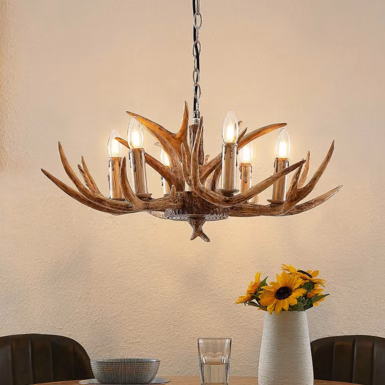 Lampada a sospensione Tejask Lindby, dimmerabile, Marrone / Ruggine, Soggiorno / Sala da pranzo, Plastica, Campagna / Rustiche, Lampada a sospensione
