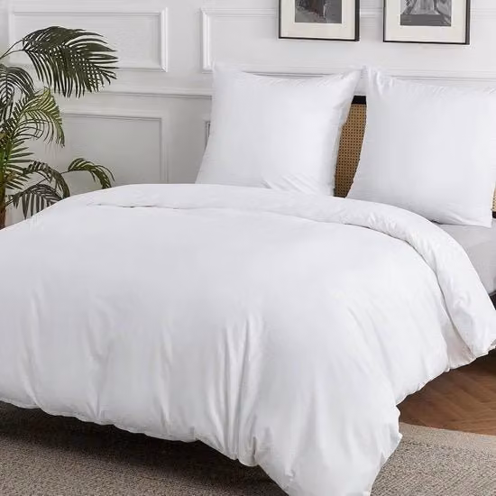 Set di lenzuola a cotone bianco 200x200 cm - set di coperte 3 in 1 con 2 cuscini 80x80 cm - Oeko-Tex, chiusura a cerniera del set di coperte 160x200