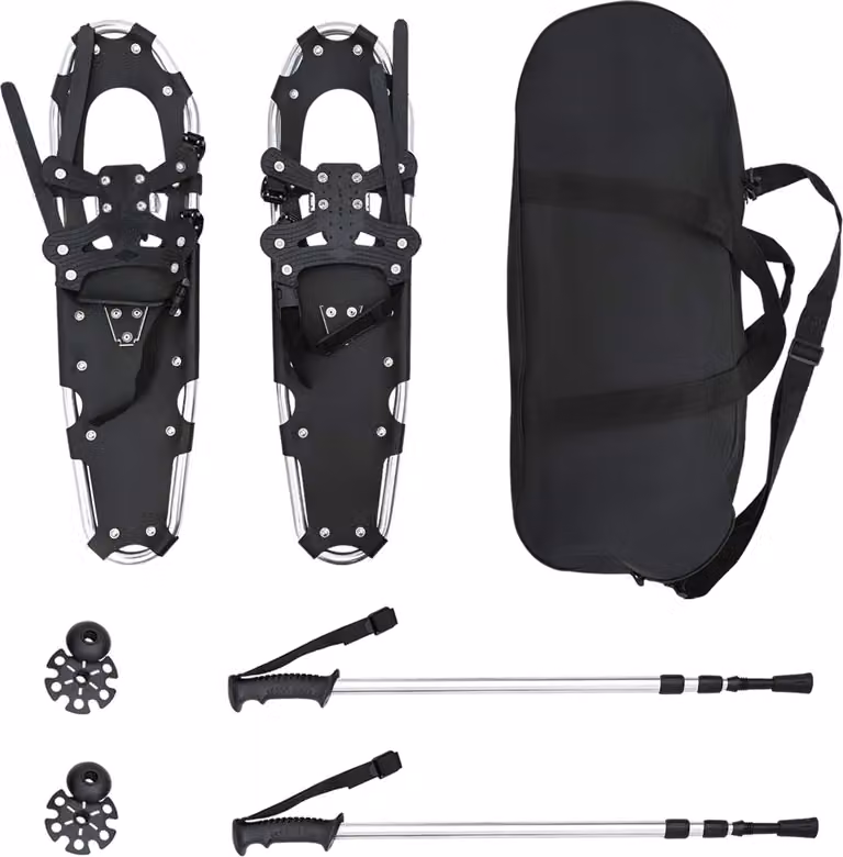 Racchette da neve 3 in 1 con bastoni da trekking Argento e Nero