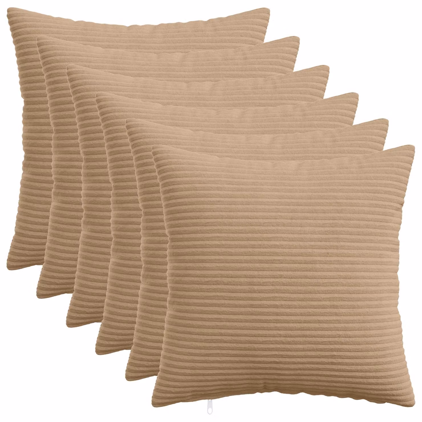 Set di 6 federe vidaXL HEERLEN in velluto a coste marrone, L/P: 50 x 50 cm