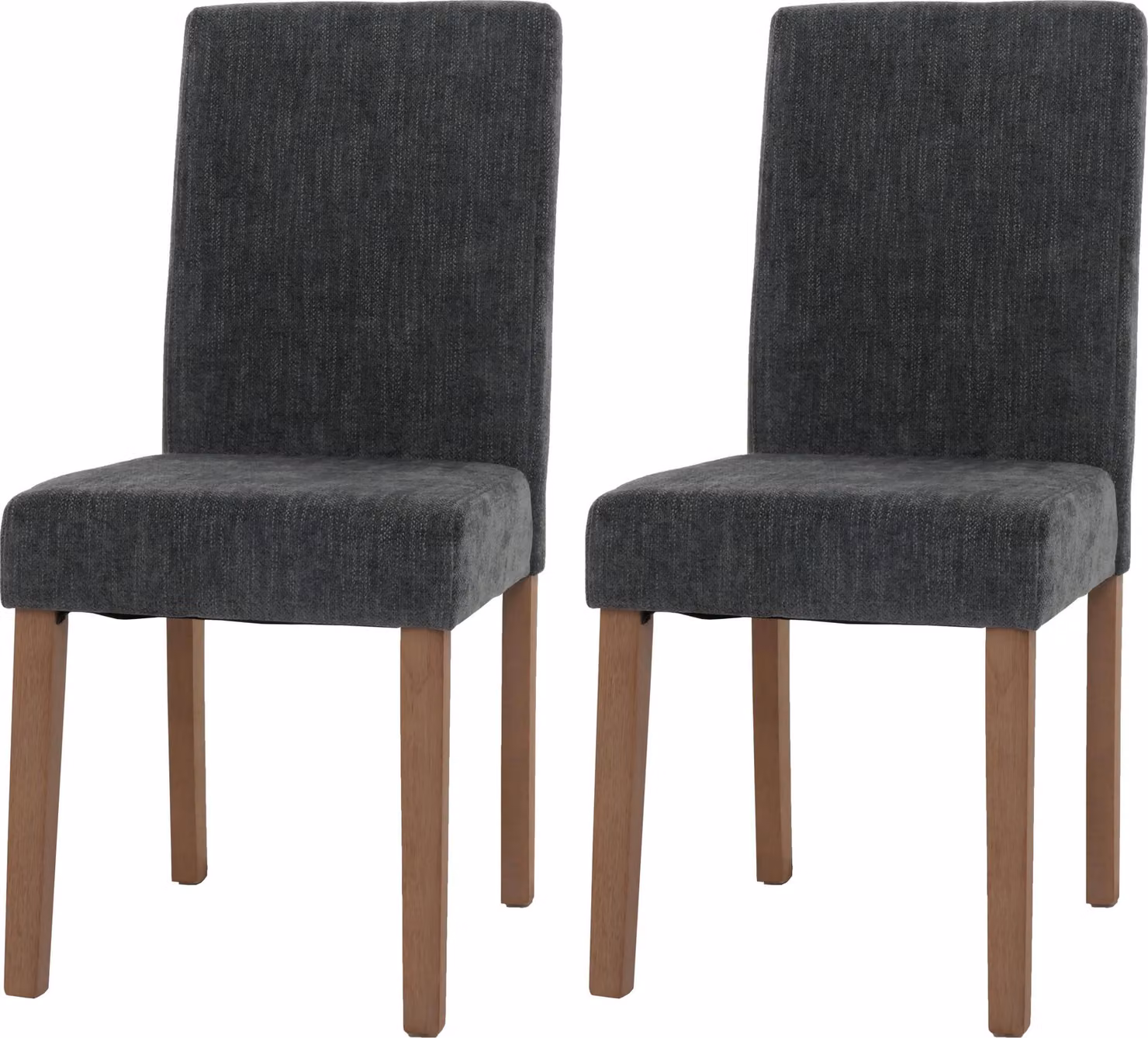 Set di 2 sedie da pranzo classiche e intramontabili | A x L x P 90 x 42 x 50 cm | Altezza seduta 47 cm | Tessuto/textile ciniglia Legno | Gambe color naturale | Grigio scuro | Sedia Sedia da cucina Sedia con schienale alto