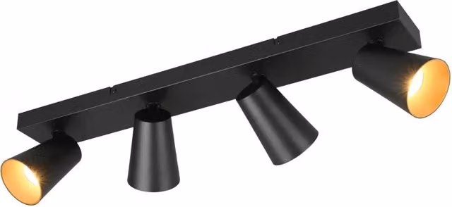 LÚZETE Silvano Spot da Soffitto e Parete a 4 Luci in Metallo Nero per Lampadine GU10 – 1