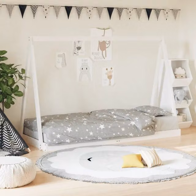 Giroletto per Bambini-Struttura Letto Bambini Bianco 80x200cm in Legno Massello di Pino 377122
