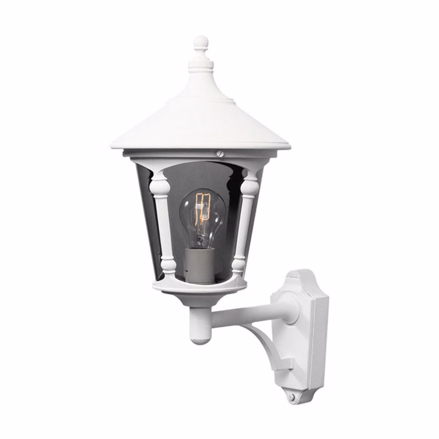 Applique Konstsmide Virgo in alluminio laccato bianco con vetro acrilico color fumo. Vetro acrilico