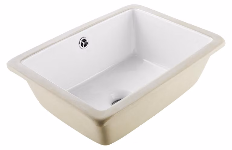 Lavabo in Vetroceramica da appoggio, dimensioni 400x305 mm, con foro di troppo pieno, colore bianco