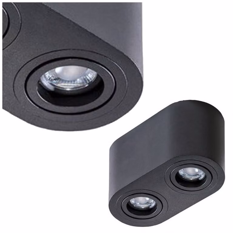 Plafond doppia plafoniera nera BRANT 2xGU10 ROUND AZ2821 Azzardo