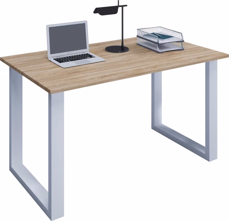 Scrivania in legno | H. 76 x W. 140 x T. 50 cm | Tavolo per computer semplice | piedini in metallo di alta qualità | Tavolo da lavoro | Mobili da ufficio - Lona U