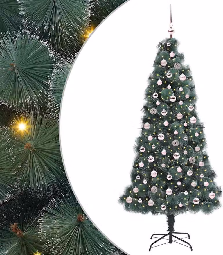 Albero di Natale artificiale preilluminato con set di palline