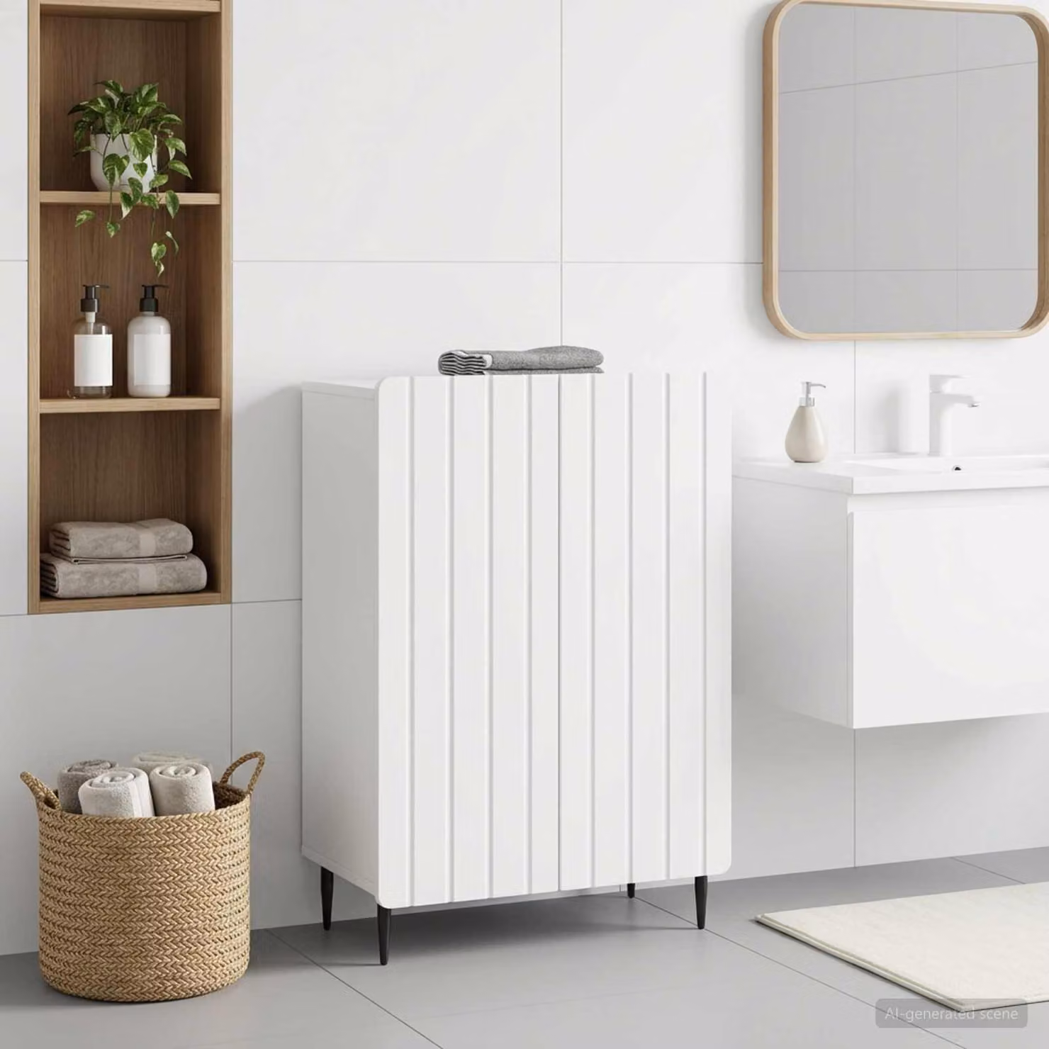 Mobiletto da bagno moderno vidaXL ZWOLLE bianco, L/P/H: 59,5 x 31 x 79,5 cm