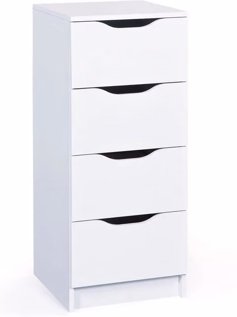 Cassettiera moderna Inter Link con 4 cassetti in MDF laccato bianco L/P/H: 40 x 40 x 92 cm