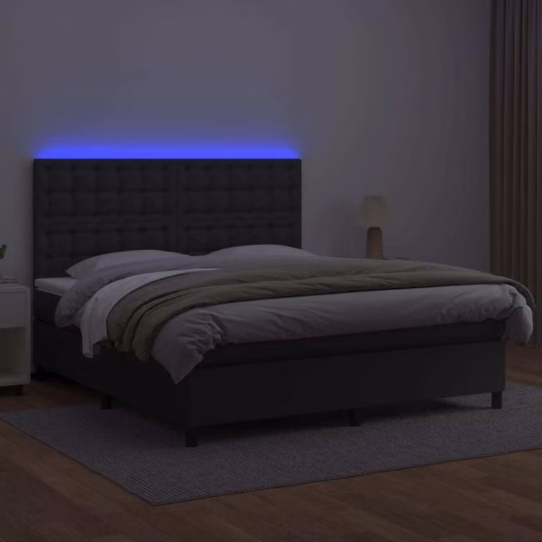 Maison Exclusive - Giroletto a Molle con Materasso e LED Nero 160x200cm Pelle finta