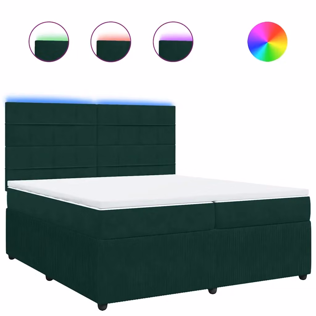 Letto Ibrido vidaXL con Materasso Verde Scuro e Struttura in Velluto e Legno di Pino L/P/H: 200 x 200 x 150,5 cm – 2