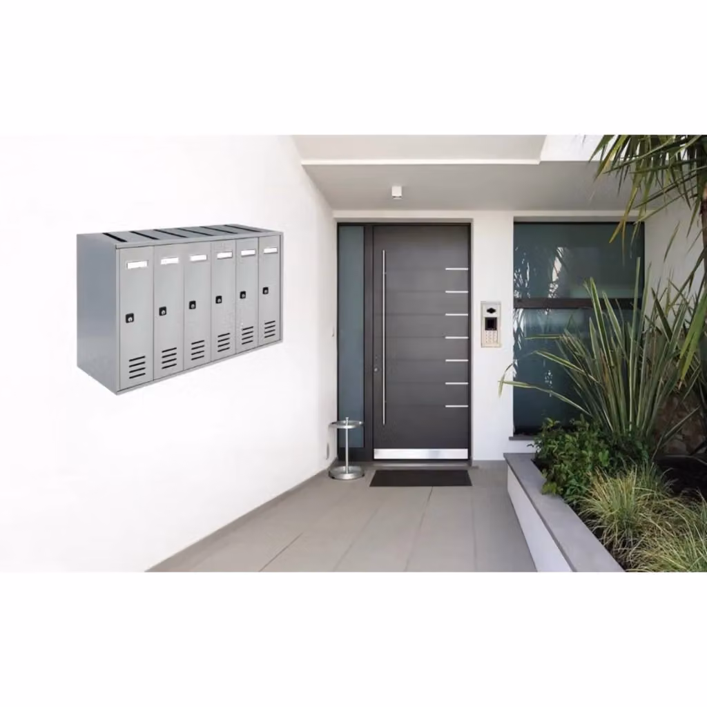 ALUBOX CUBO Cassette Postali Condominiali da 6 Posti in Lamiera Zincata, Colore Argento RAL 9006, L/P/H: 38,5 x 63 x 25 cm – 2