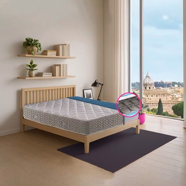 Materasso matrimoniale a molle Bonell Geemma rigido e ortopedico con effetto massaggiante, tessuto anallergico e antibatterico, colore bianco, L/P/H: 160 x 195 x 21 cm