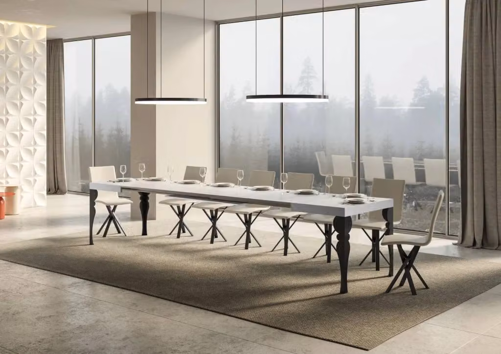 Tavolo allungabile Paxor di Bs Com in bianco frassino con telaio antracite L: 140 cm, P: 90 cm, H: 77 cm (estendibile fino a 400 cm) – 2
