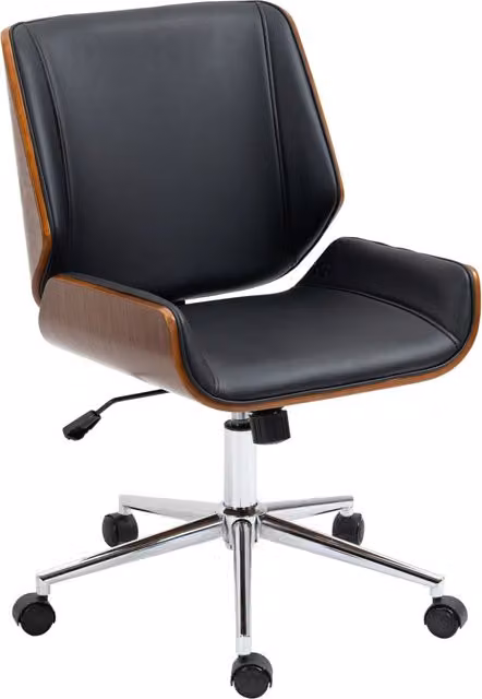 Sedia da Ufficio Girevole ¨C Xylo ¨C Ecopelle Nera, Altezza Regolabile, con Ruote 51x65,5x82-92 cm