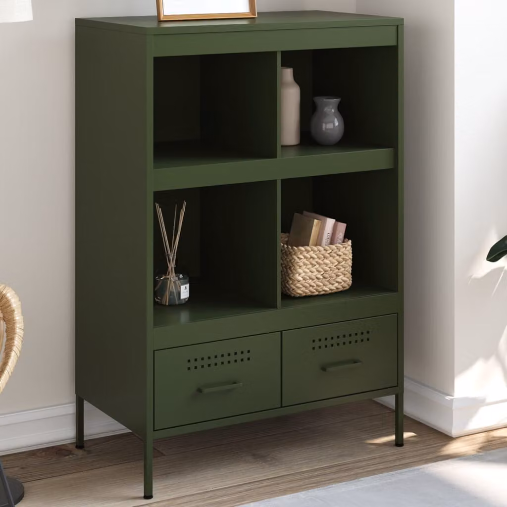 Credenza in metallo vidaXL stile industrial verde oliva L: 68 cm, P: 39 cm, H: 101,5 cm – 1