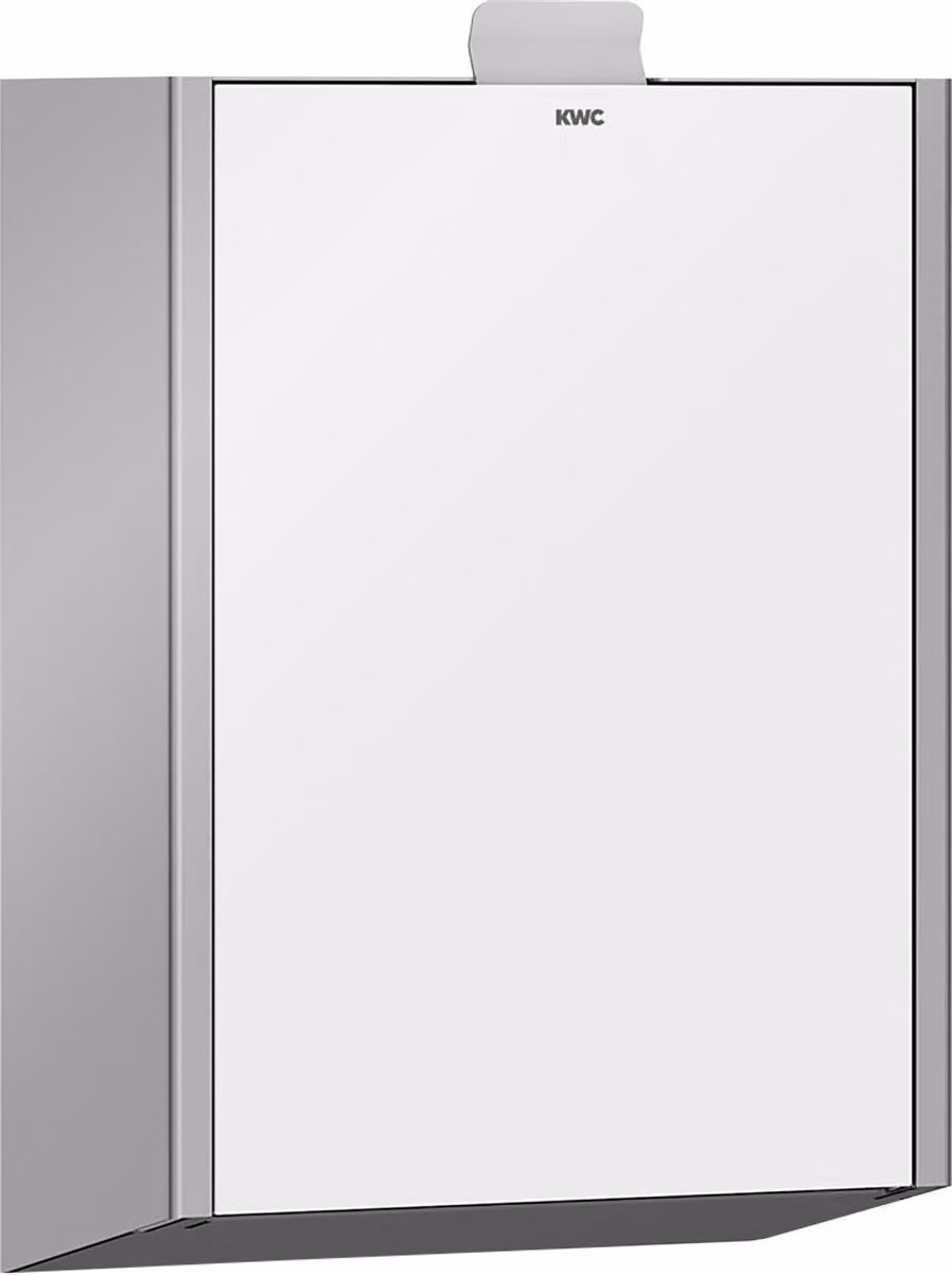 Cestino igienico KWC AR, EXOS, acciaio inox, montaggio esterno, 230x346x125 mm, vetro di sicurezza temprato, bianco