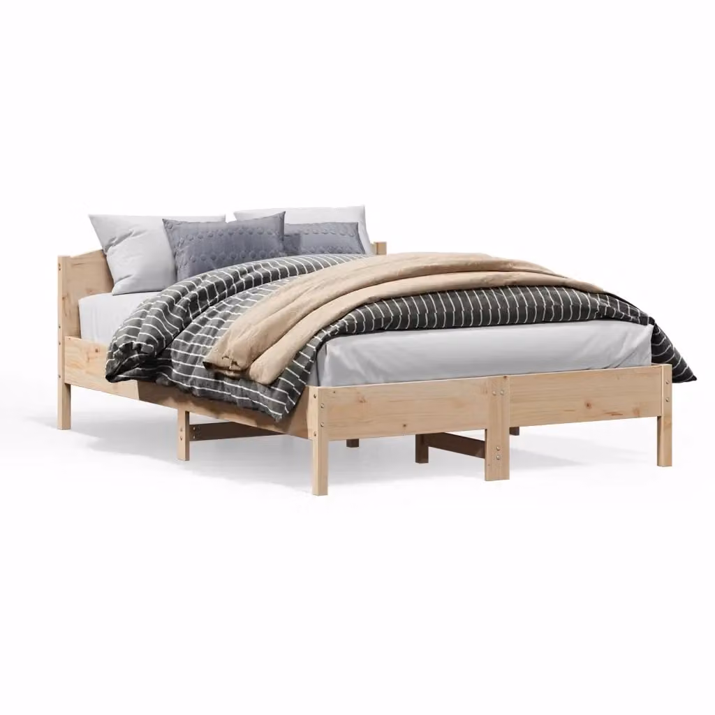 vidaXL Giroletto in legno massello di pino con doghe piatte e telaio rigido, L/P/H: 200 x 160 x 74,5 cm, colore marrone – 2