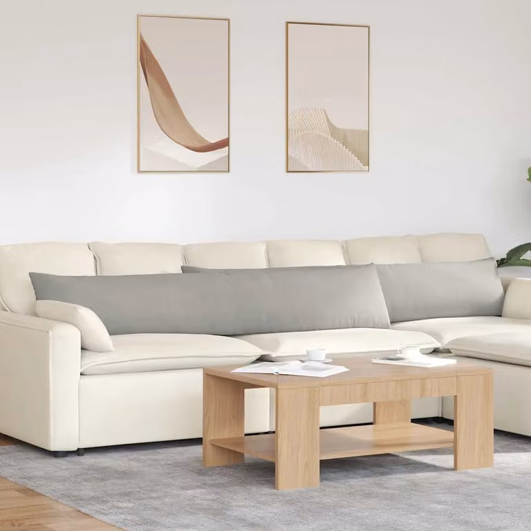 Set di 2 cuscini da divano vidaXL in tessuto grigio, forma rettangolare, L 200 cm x P 40 cm