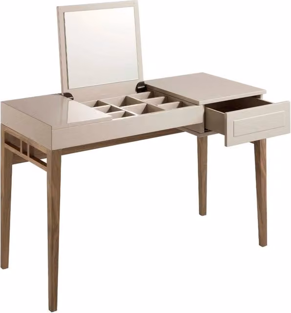 Comodino moderno Angel Cerdá S.L. in legno e vetro con specchio superiore, grigio e marrone