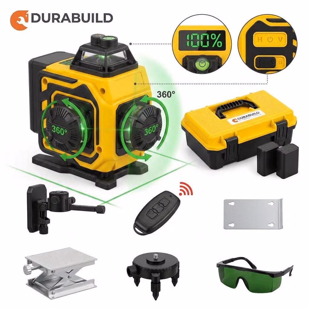 Livella Laser 4D Verde 16 Linee 360° Autolivellante 0,2mm Treppiede Telecomando Kit Professionale